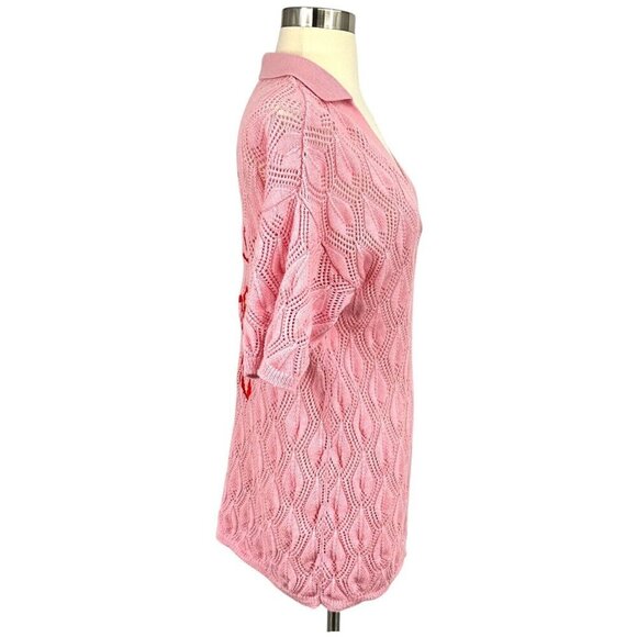 Me369 Poppy V-Neck Pink Knitted Shirt Size XS / S V Neck Here Comes The Sun - Picture 6 of 9